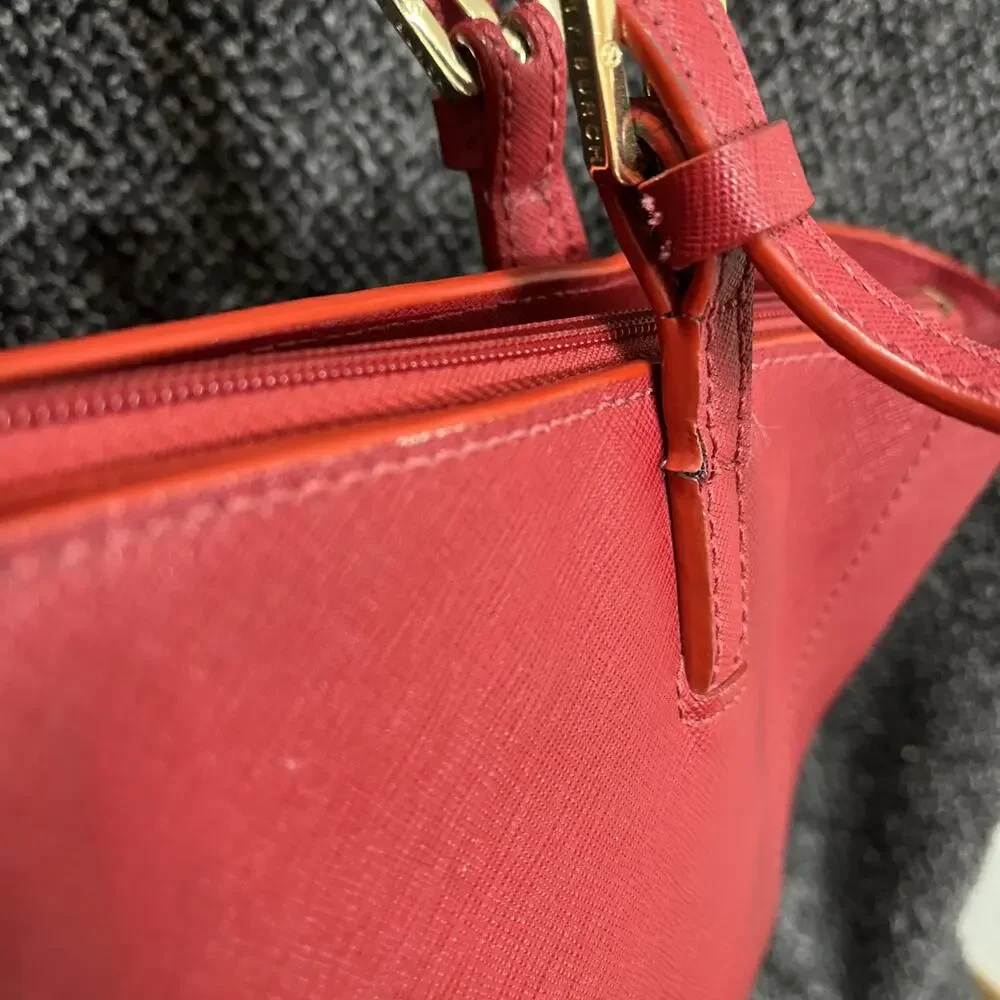 TORY BURCH Red Saffiano Leather York Tote Large Adjustable Shoulder Bag Carryall